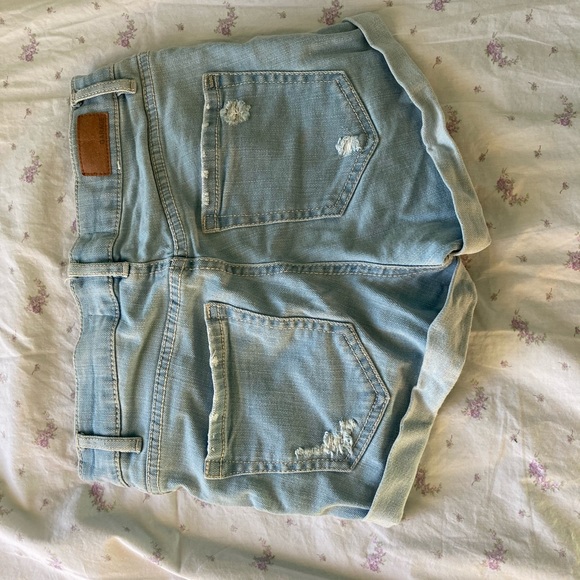 Light Blue Ripped Jean Shorts - Picture 3 of 4